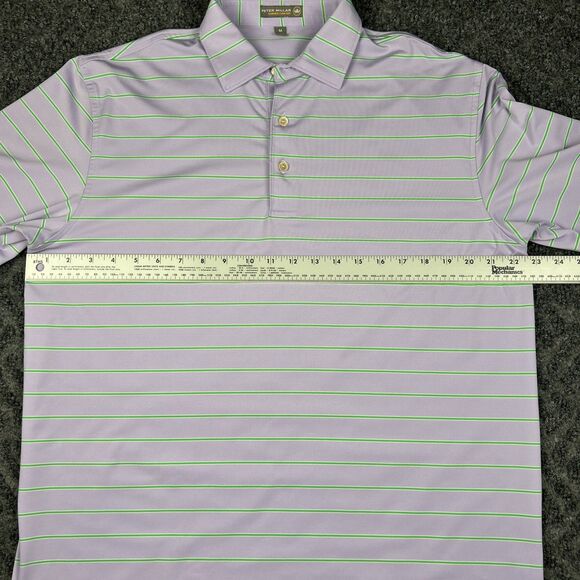 Peter Millar Shirt Men’s Medium Summer Comfort Polo Performance Purple Stripes - Picture 4 of 7